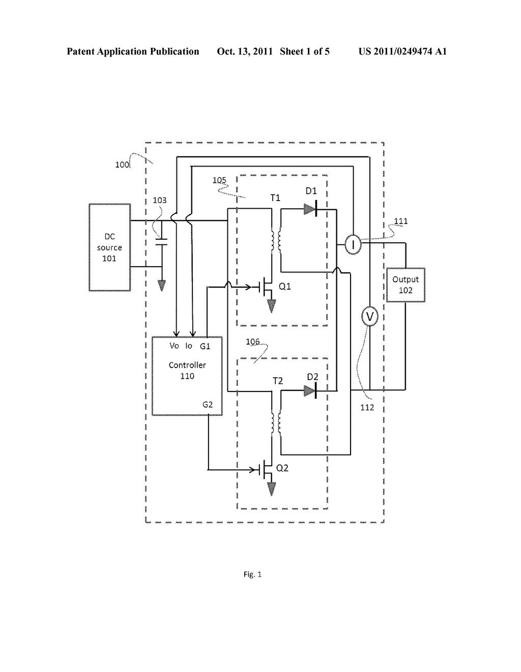 METHOD AND APPARATUS FOR POWER CONVERSION USING AN INTERLEAVED FLYBACK     CONVERTER WITH ALTERNATING MASTER AND SLAVE BRANCHES - diagram, schematic, and image 02