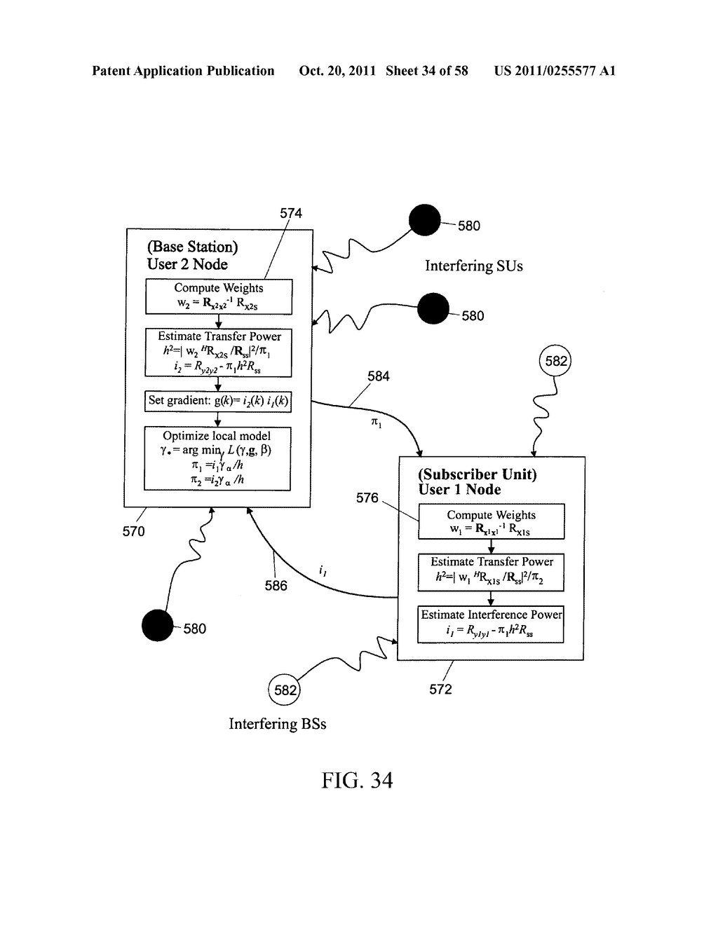 Apparatus for calculating weights associated with a received signal and     applying the weights to transmit data - diagram, schematic, and image 35