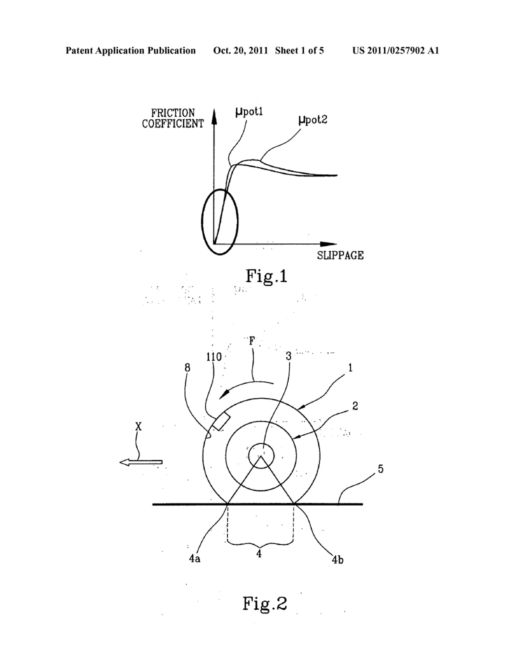 METHOD AND SYSTEM FOR DETERMINING THE POTENTIAL FRICTION BETWEEN A VEHICLE     TYRE AND A ROLLING SURFACE - diagram, schematic, and image 02
