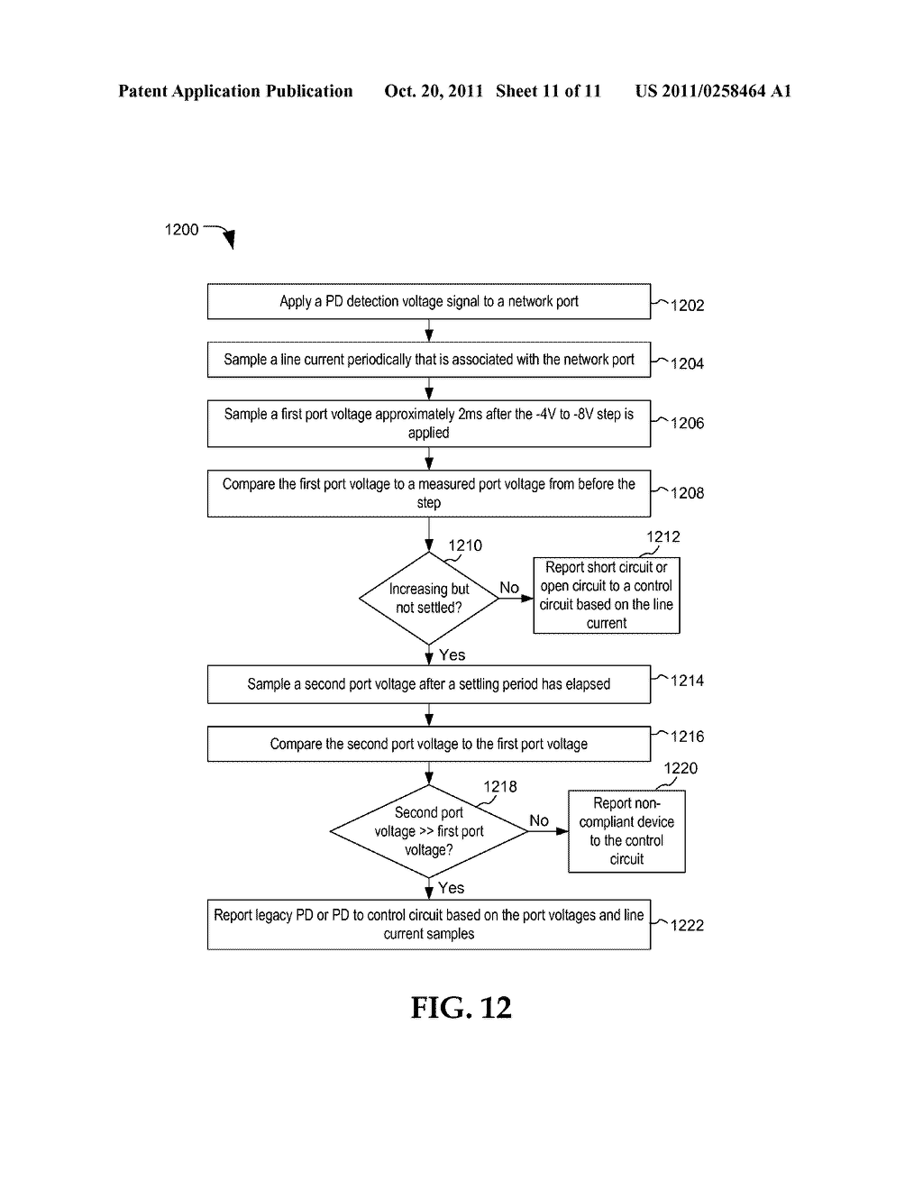 Circuit and Method for Detecting a Legacy Powered Device in a Power over     Ethernet System - diagram, schematic, and image 12