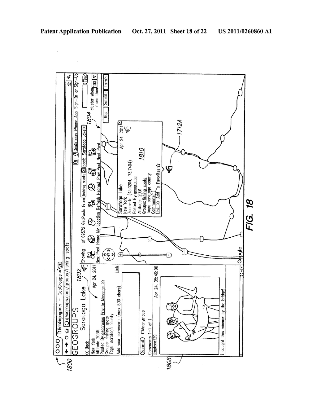 GEOSOCIAL NETWORK SYSTEM AND METHOD FOR AGGREGATING GROUP MEMBERS - diagram, schematic, and image 19