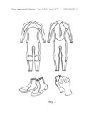 Water sports garments fabricated using stitchless seams reinforced by     vulcanization and cross-linking diagram and image
