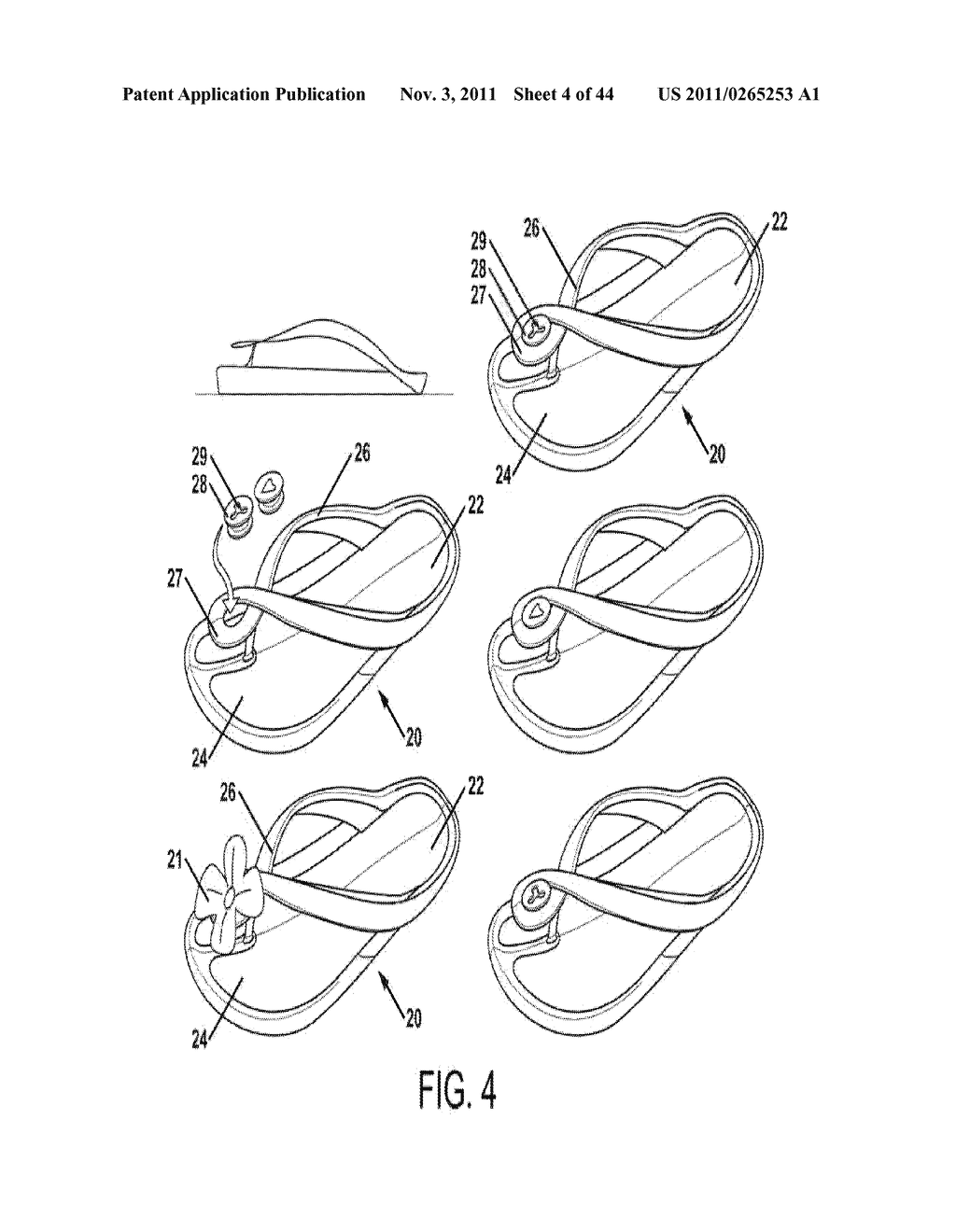 APPARATUS, METHOD AND SYSTEM FOR USING INTERCHANGEABLE DECORATIVE ELEMENTS     WITH FOOTWEAR - diagram, schematic, and image 05