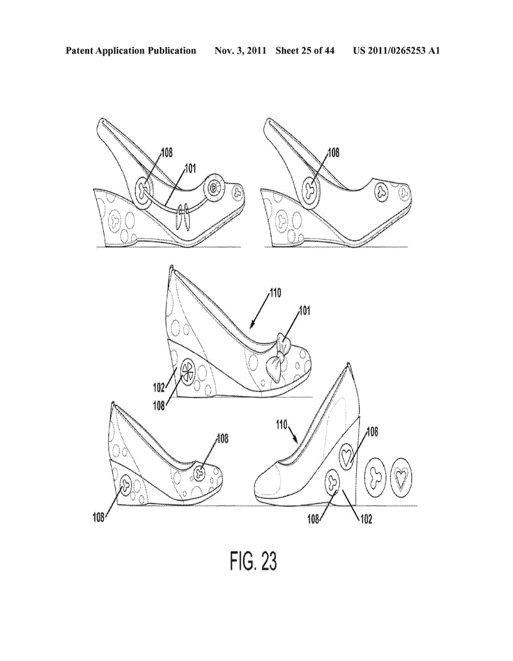 APPARATUS, METHOD AND SYSTEM FOR USING INTERCHANGEABLE DECORATIVE ELEMENTS     WITH FOOTWEAR - diagram, schematic, and image 26