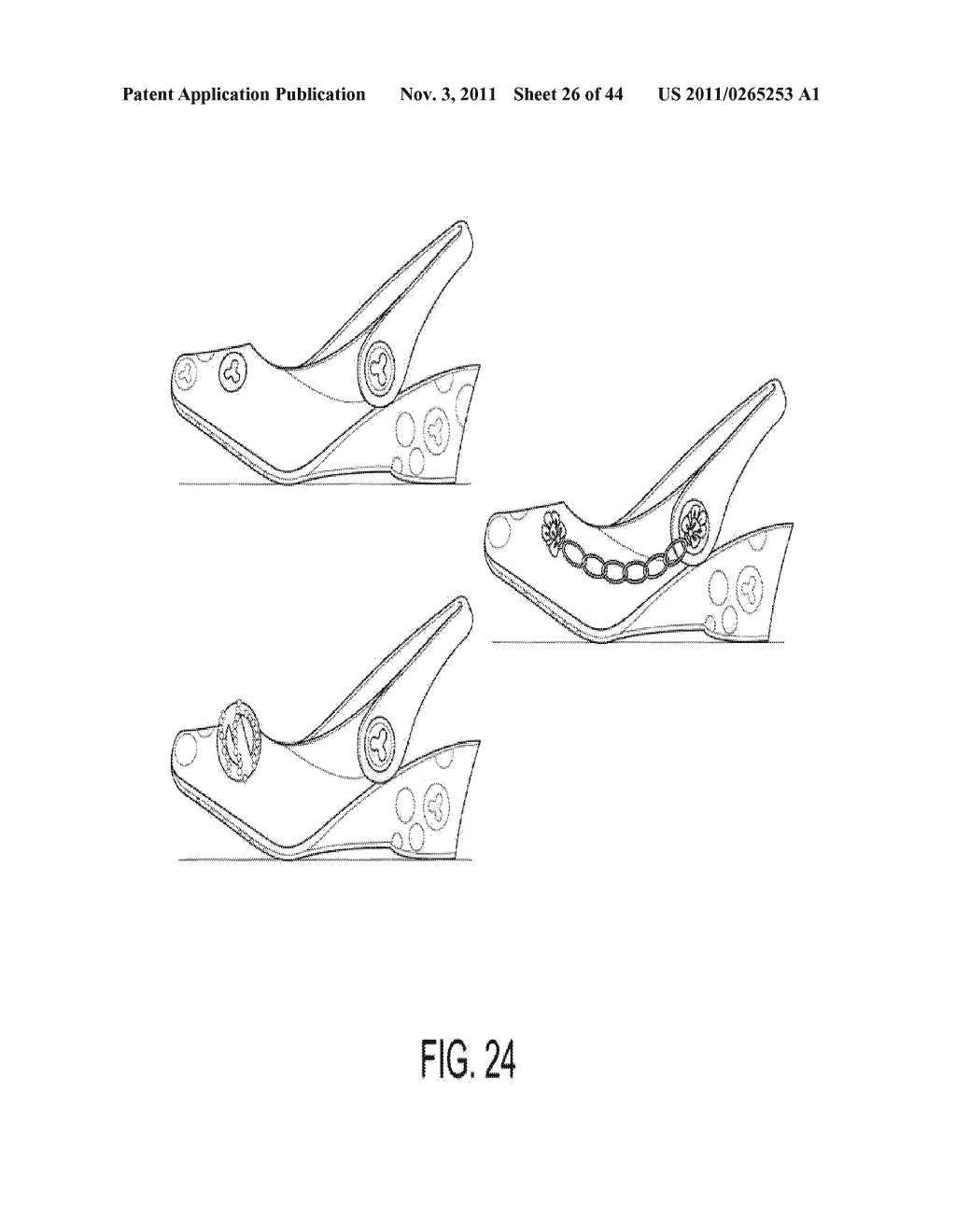 APPARATUS, METHOD AND SYSTEM FOR USING INTERCHANGEABLE DECORATIVE ELEMENTS     WITH FOOTWEAR - diagram, schematic, and image 27