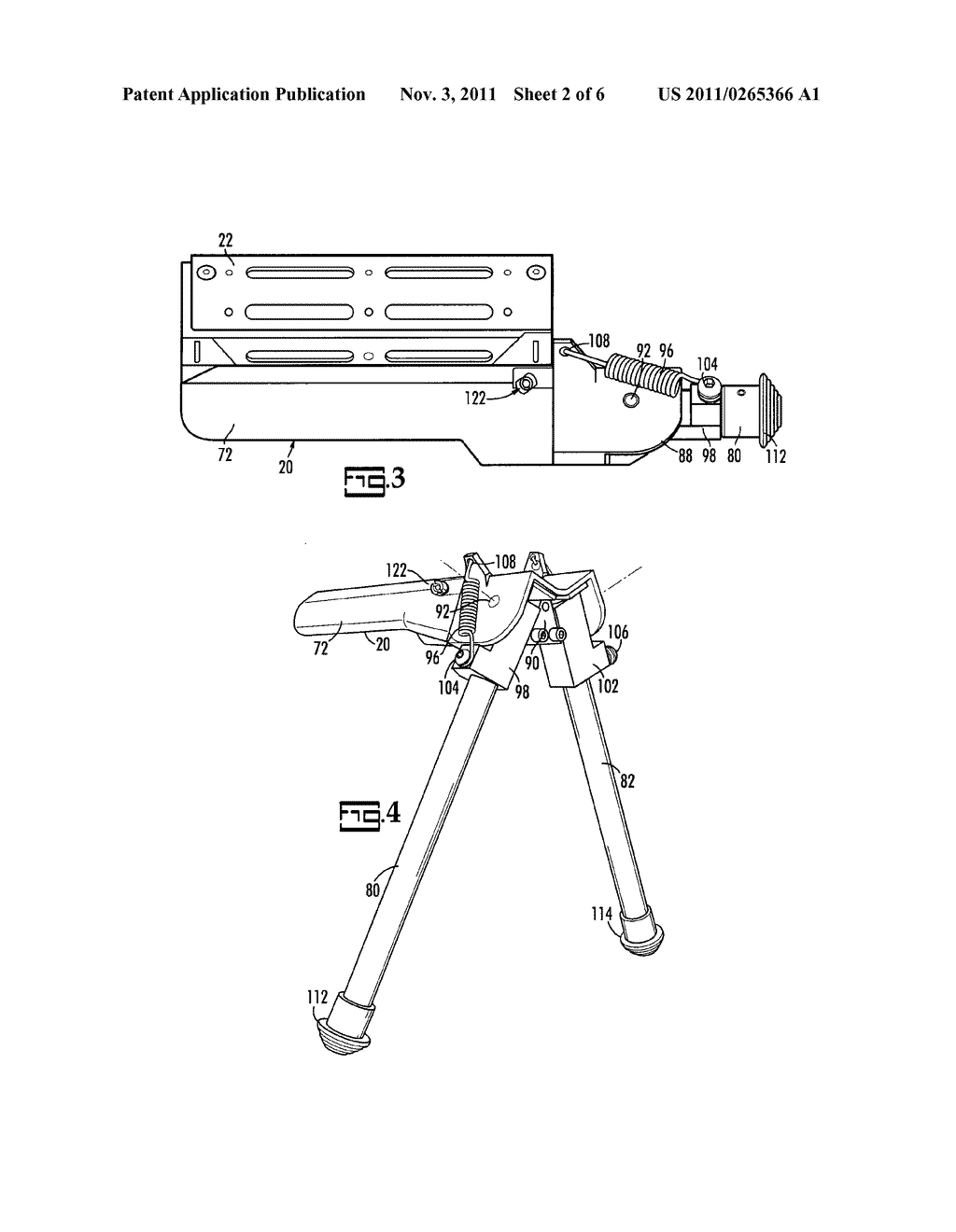 Bipod Device for Use with Picatinny Rail - diagram, schematic, and image 03