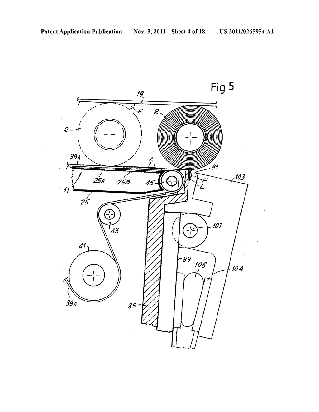 Method and device for closing the tail end of a log of web material and     log obtained - diagram, schematic, and image 05