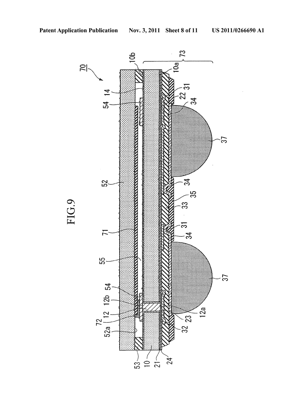 SEMICONDUCTOR DEVICE, MANUFACTURING METHOD FOR SEMICONDUCTOR DEVICE,     ELECTRONIC COMPONENT, CIRCUIT SUBSTRATE, AND ELECTRONIC APPARATUS - diagram, schematic, and image 09