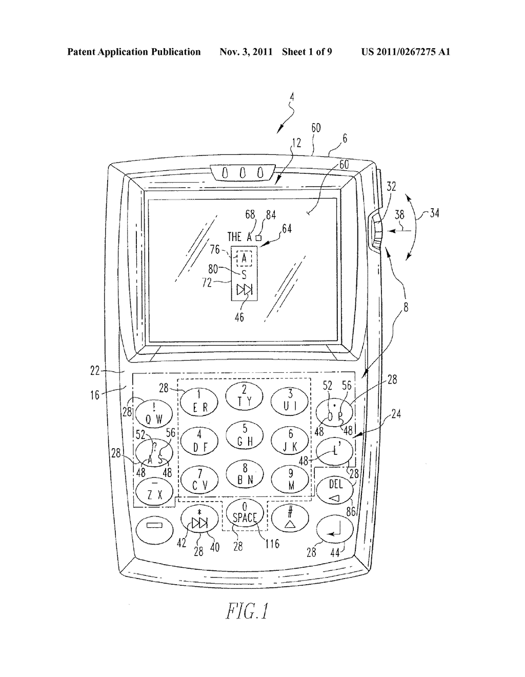 HANDHELD ELECTRONIC DEVICE WITH TEXT DISAMBIGUATION - diagram, schematic, and image 02