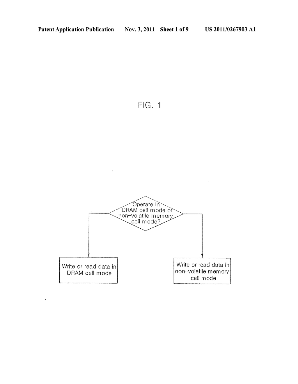 SEMICONDUCTOR MEMORY DEVICE HAVING DRAM CELL MODE AND NON-VOLATILE MEMORY     CELL MODE AND OPERATION METHOD THEREOF - diagram, schematic, and image 02