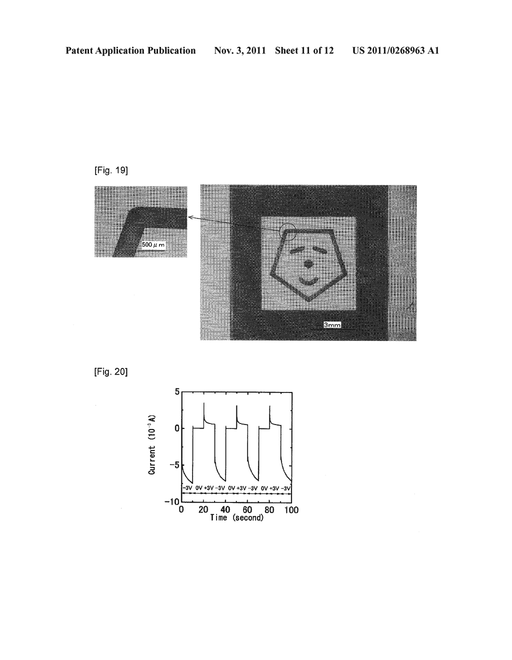 METHOD OF PRODUCING STRUCTURAL MEMBER HAVING PRUSSIAN BLUE-TYPE METAL     COMPLEX NANOPARTICLES, STRUCTURAL MEMBER OBTAINED BY THE METHOD,     SUBSTRATE, ELECTROCHROMIC DEVICE, RECTIFYING DEVICE, AND PHOTO RESPONDING     DEVICE, USING THE STRUCTURAL MEMBER - diagram, schematic, and image 12
