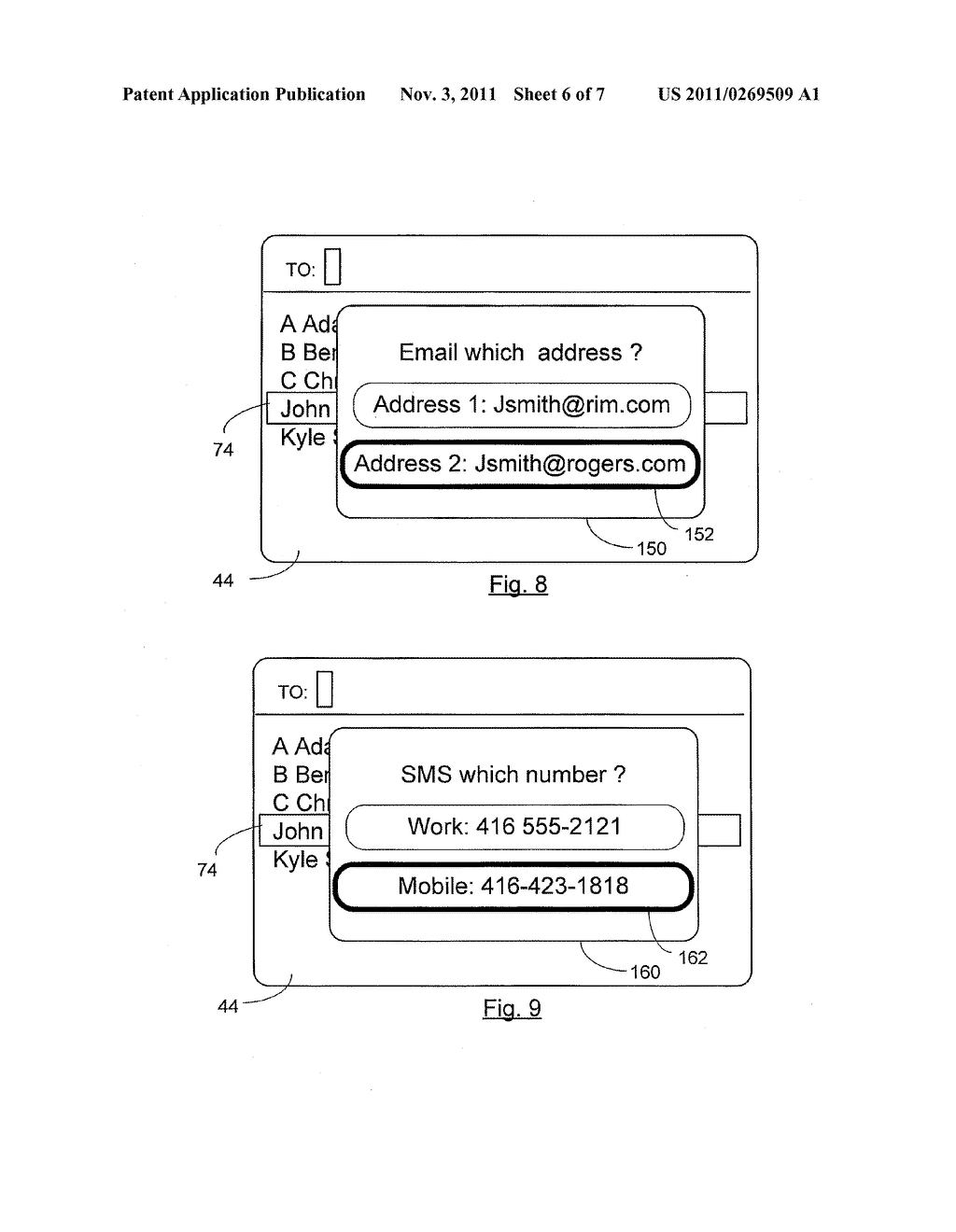 COMMUNICATIONS DEVICE AND METHOD FOR ASSOCIATING CONTACT NAMES WITH     CONTACT METHODS - diagram, schematic, and image 07