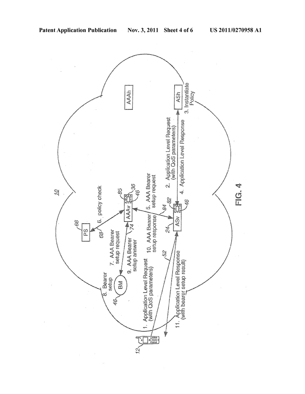 APPARATUS, AND ASSOCIATED METHOD, FOR FACILITATING QoS AND BEARER SETUP IN     AN IP-BASED COMMUNICATION SYSTEM - diagram, schematic, and image 05