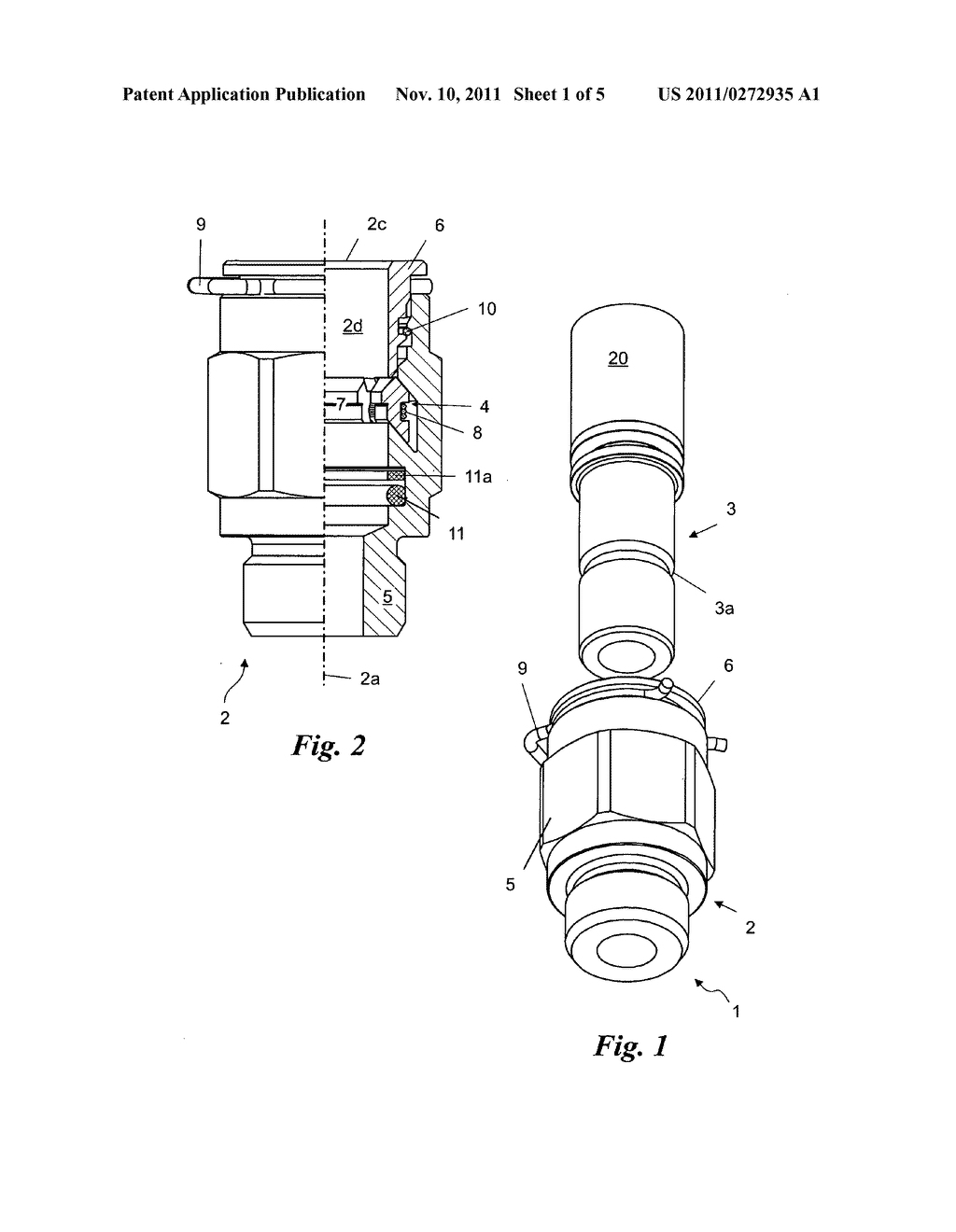 Quick-coupling device for pipelines and the like - diagram, schematic, and image 02