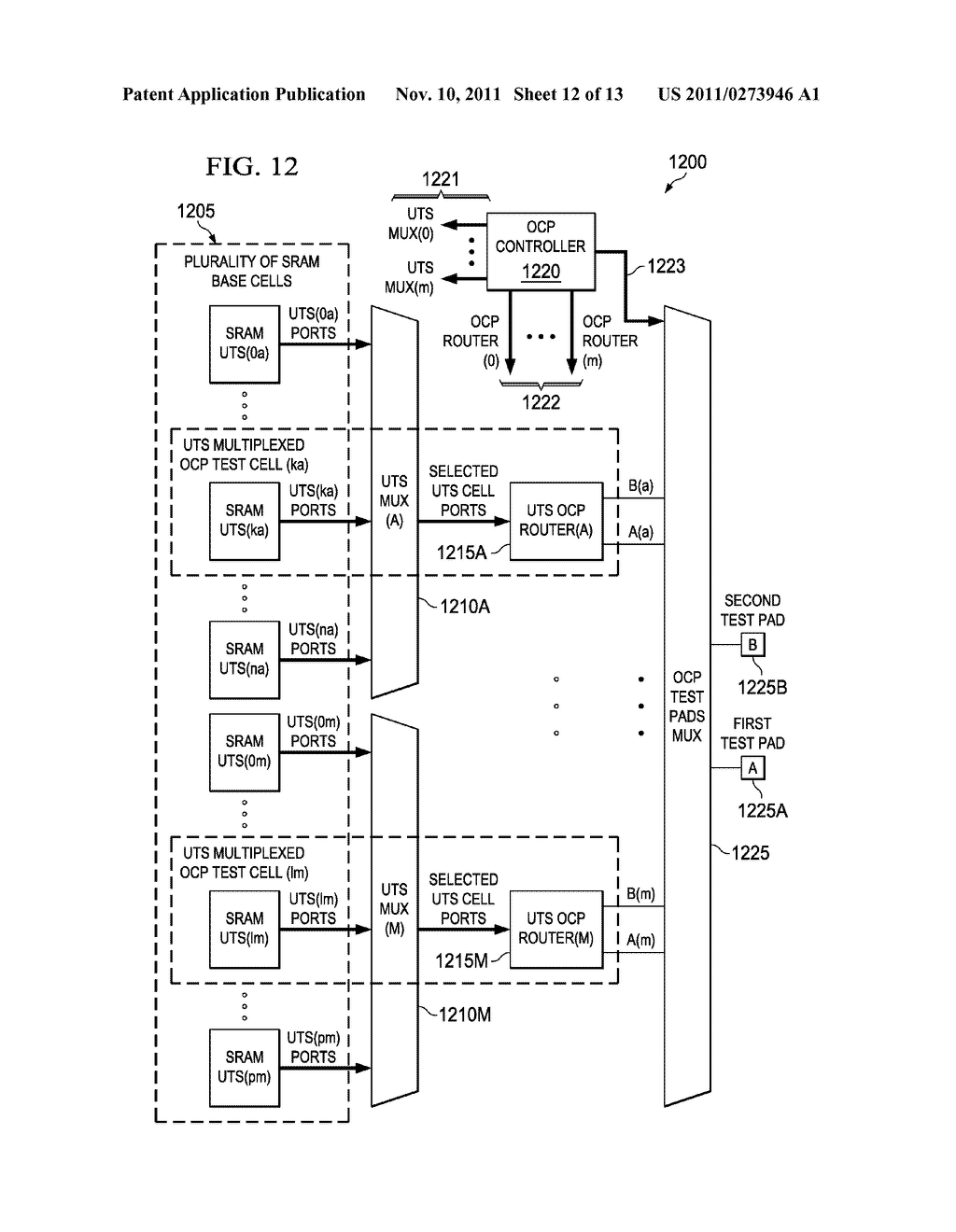 UNIVERSAL TEST STRUCTURES BASED SRAM ON-CHIP PARAMETRIC TEST MODULE AND     METHODS OF OPERATING AND TESTING - diagram, schematic, and image 13