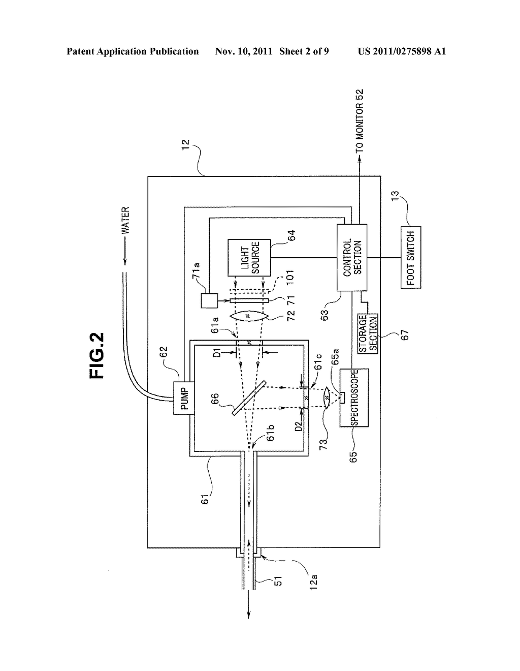 Biological measurement apparatus, biological observation apparatus and     operation method for biological measurement apparatus - diagram, schematic, and image 03