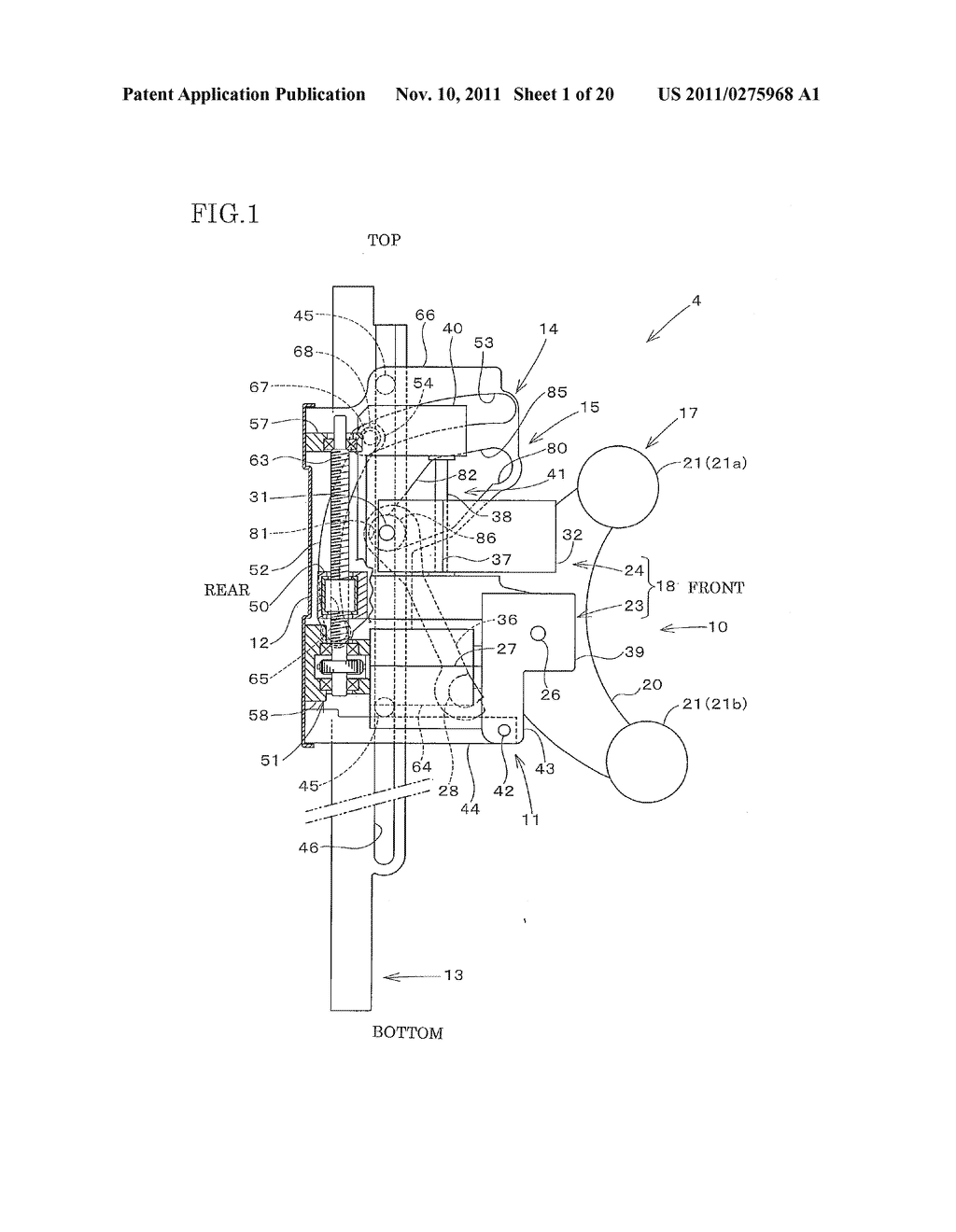 BACK KNEADING DEVICE MOUNTED IN CHAIR-TYPE MASSAGE APPARATUS AND     CHAIR-TYPE MASSAGE APPARATUS EQUIPPED WITH THE BACK KNEADING DEVICE - diagram, schematic, and image 02