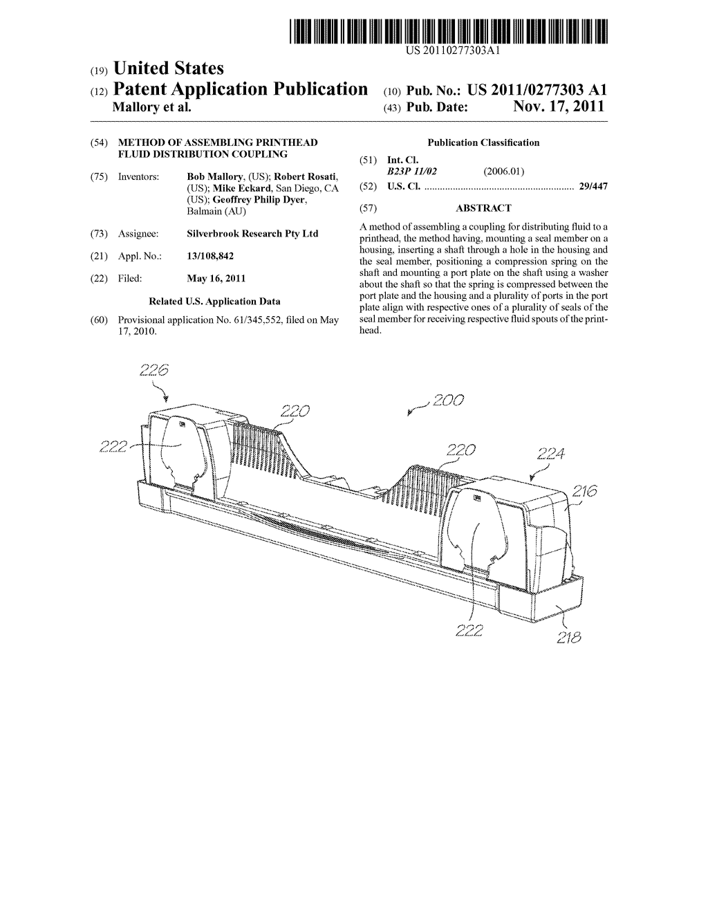 METHOD OF ASSEMBLING PRINTHEAD FLUID DISTRIBUTION COUPLING - diagram, schematic, and image 01