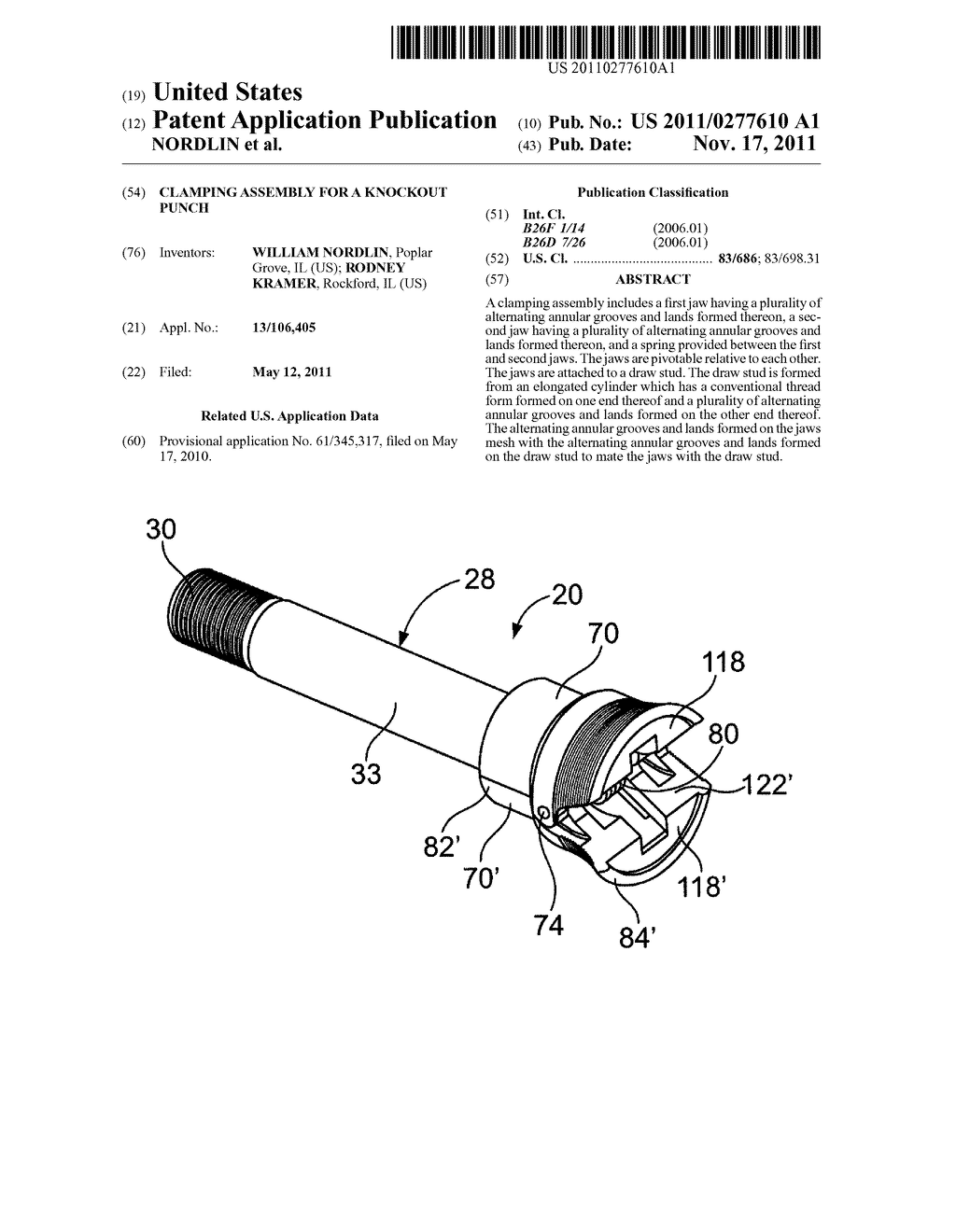 CLAMPING ASSEMBLY FOR A KNOCKOUT PUNCH - diagram, schematic, and image 01