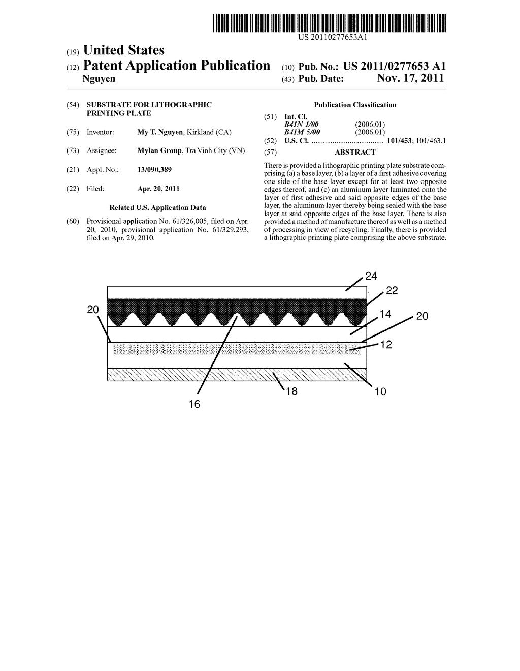 SUBSTRATE FOR LITHOGRAPHIC PRINTING PLATE - diagram, schematic, and image 01