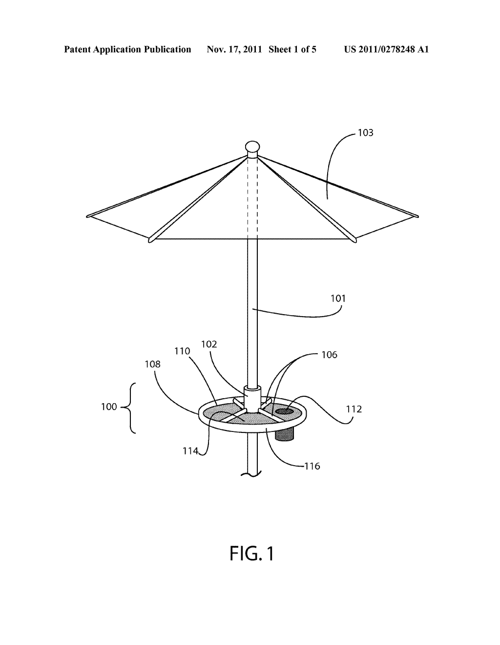 Removable Support Apparatus for Attachment to a Beach Umbrella and Method     of Manufacturing Same - diagram, schematic, and image 02