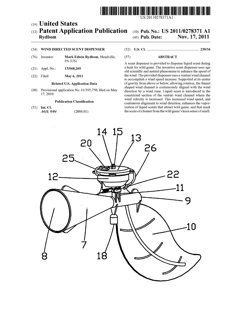 Wind directed scent dispenser - diagram, schematic, and image 01