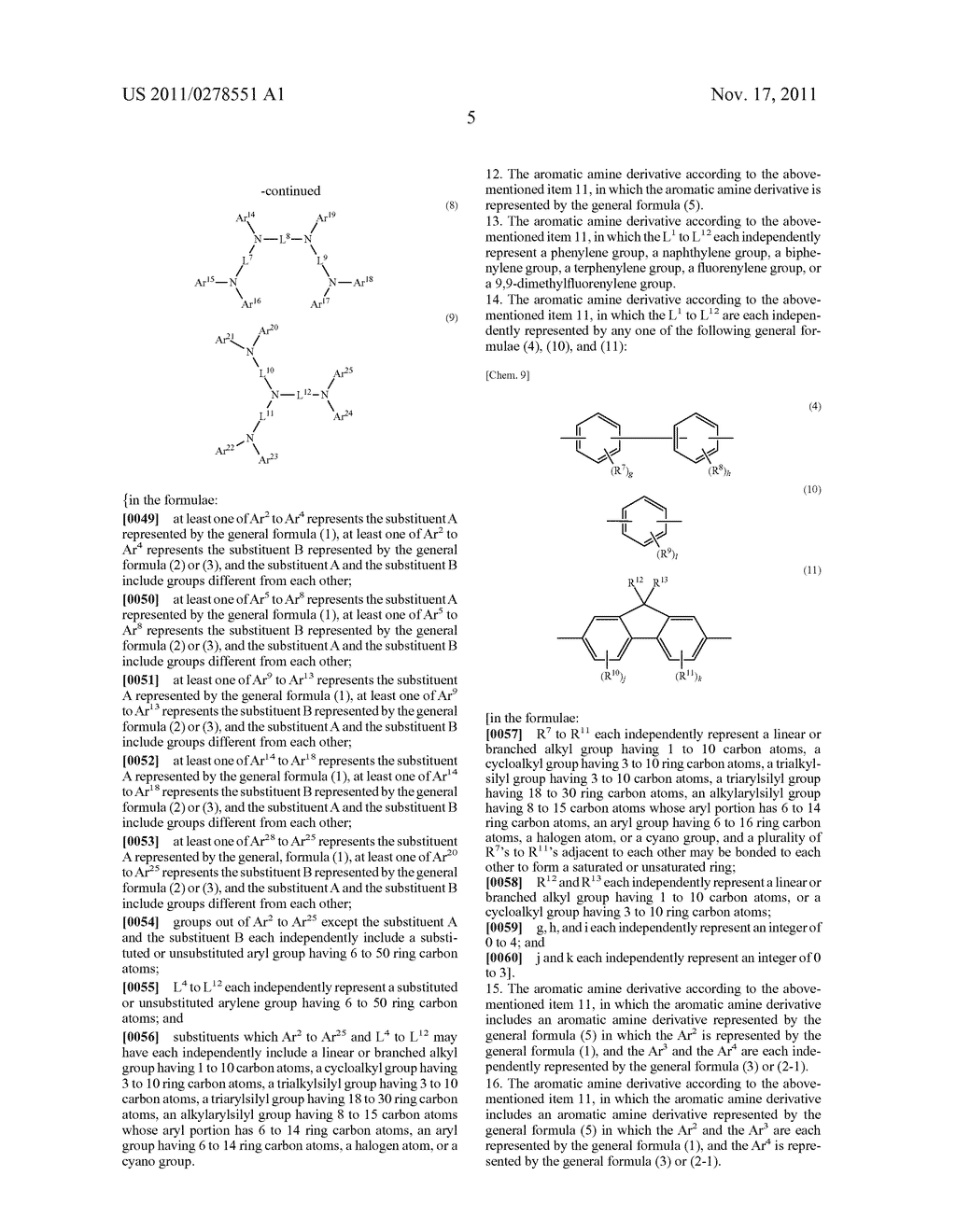 AROMATIC AMINE DERIVATIVE, AND ORGANIC ELECTROLUMINESCENT ELEMENT - diagram, schematic, and image 06