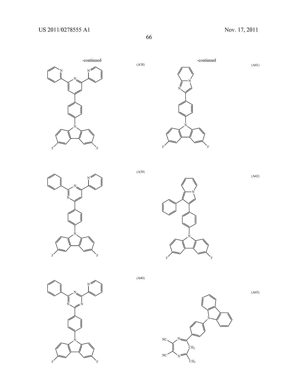 BISCARBAZOLE DERIVATIVE, MATERIAL FOR ORGANIC ELECTROLUMINESCENCE DEVICE     AND ORGANIC ELECTROLUMINESCENCE DEVICE USING THE SAME - diagram, schematic, and image 68