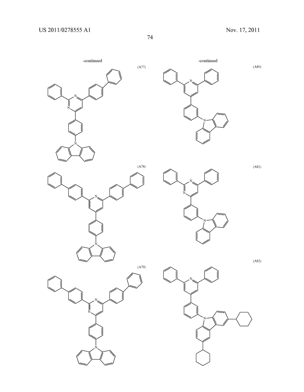 BISCARBAZOLE DERIVATIVE, MATERIAL FOR ORGANIC ELECTROLUMINESCENCE DEVICE     AND ORGANIC ELECTROLUMINESCENCE DEVICE USING THE SAME - diagram, schematic, and image 76