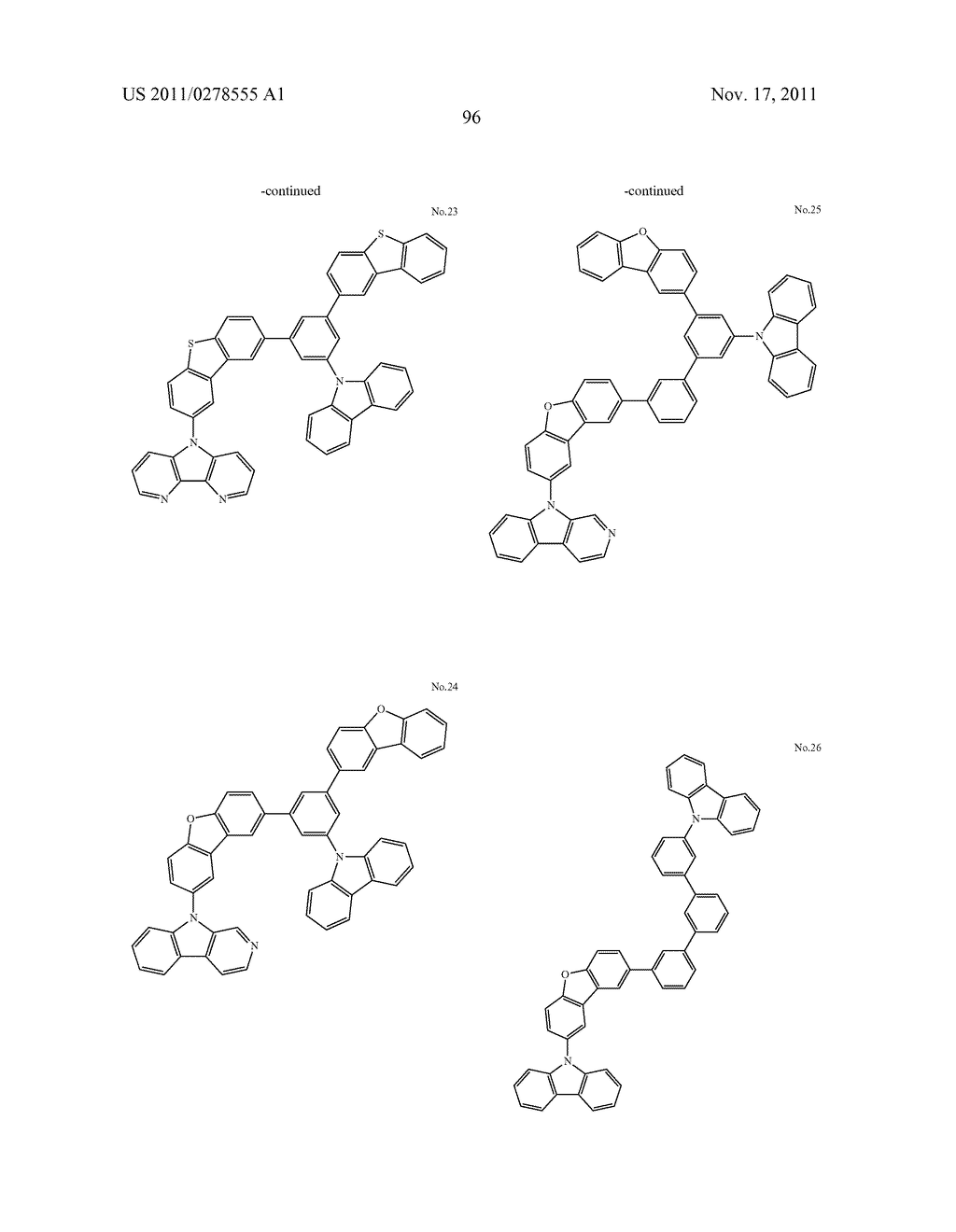 BISCARBAZOLE DERIVATIVE, MATERIAL FOR ORGANIC ELECTROLUMINESCENCE DEVICE     AND ORGANIC ELECTROLUMINESCENCE DEVICE USING THE SAME - diagram, schematic, and image 98