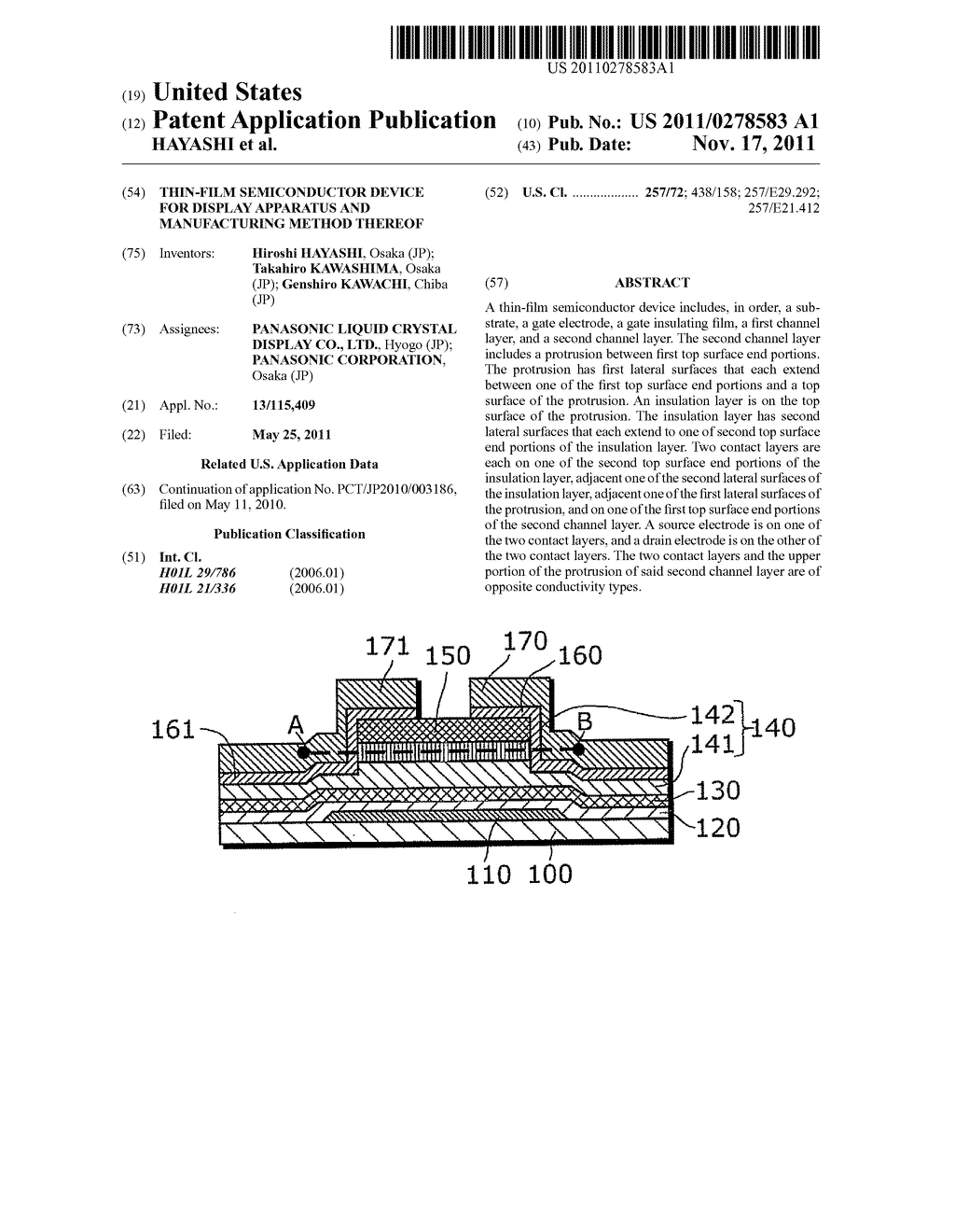 THIN-FILM SEMICONDUCTOR DEVICE FOR DISPLAY APPARATUS AND MANUFACTURING     METHOD THEREOF - diagram, schematic, and image 01