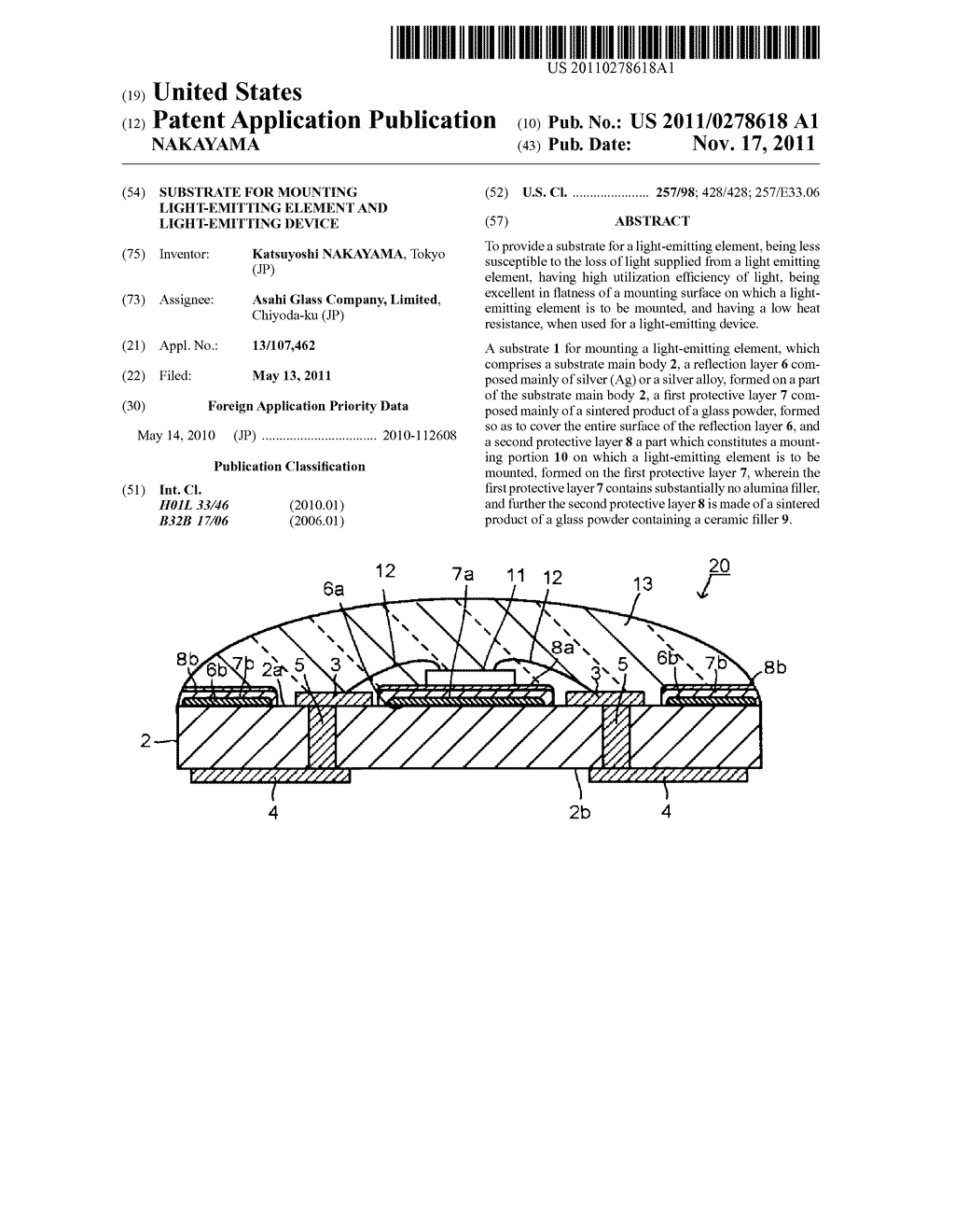 SUBSTRATE FOR MOUNTING LIGHT-EMITTING ELEMENT AND LIGHT-EMITTING DEVICE - diagram, schematic, and image 01