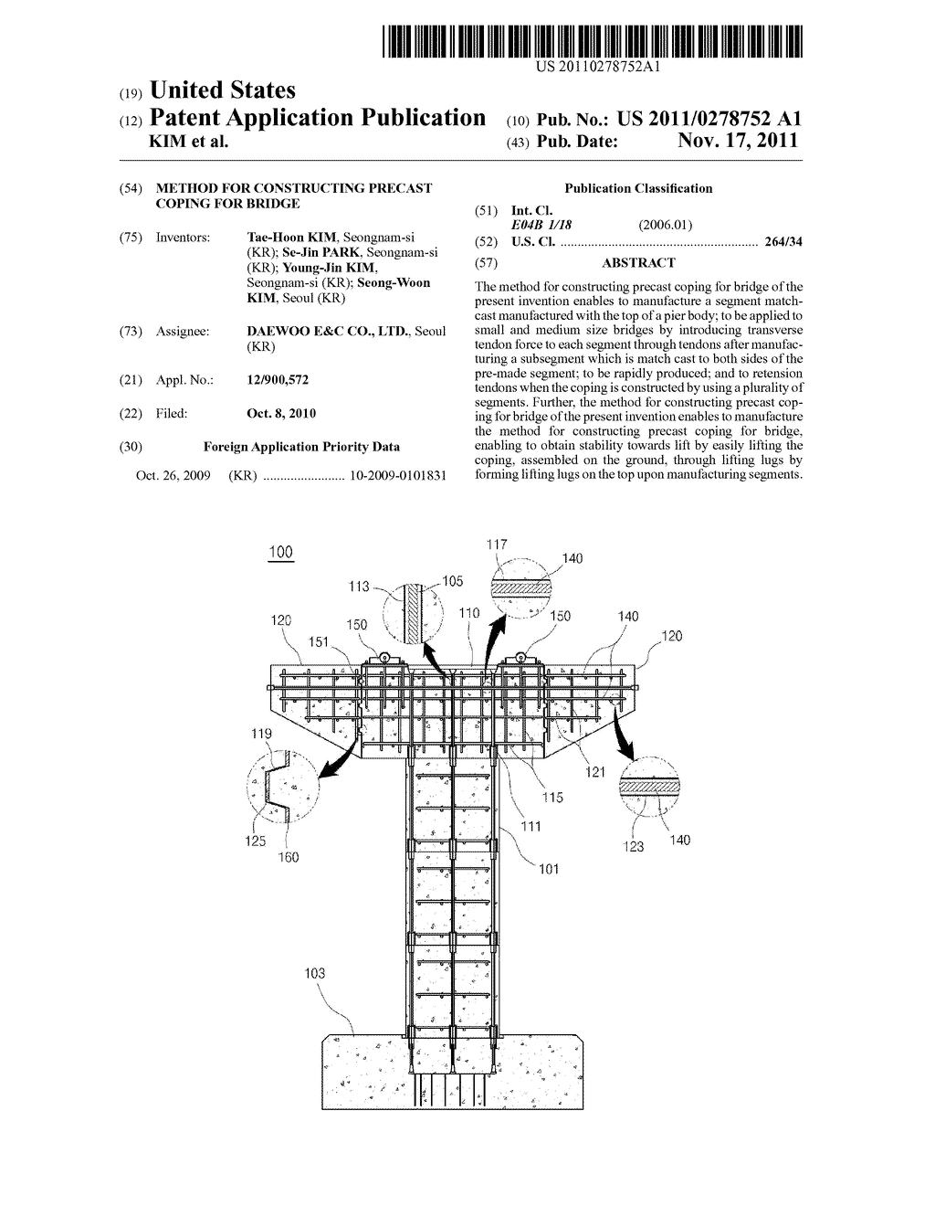 METHOD FOR CONSTRUCTING PRECAST COPING FOR BRIDGE - diagram, schematic, and image 01