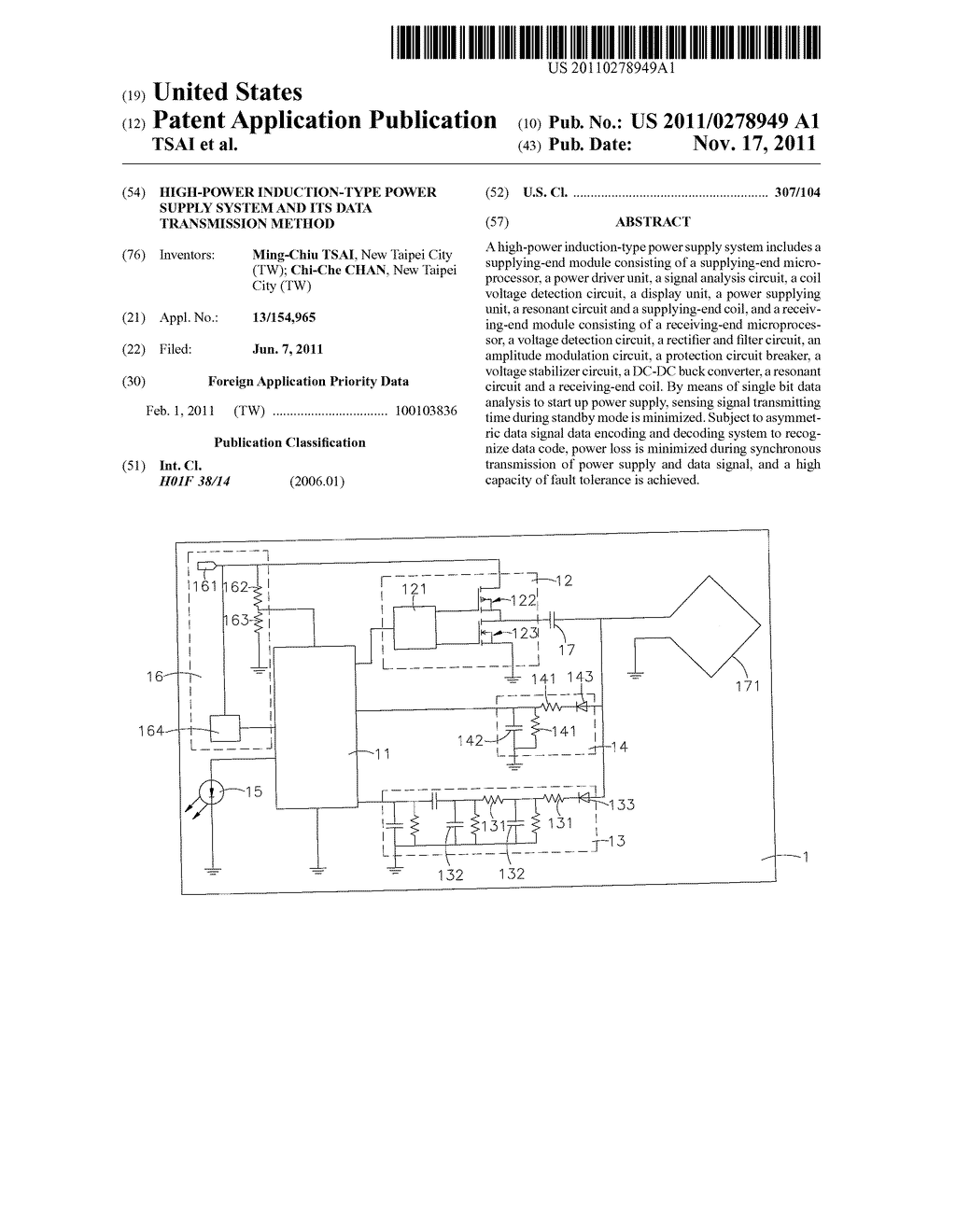 HIGH-POWER INDUCTION-TYPE POWER SUPPLY SYSTEM AND ITS DATA TRANSMISSION     METHOD - diagram, schematic, and image 01