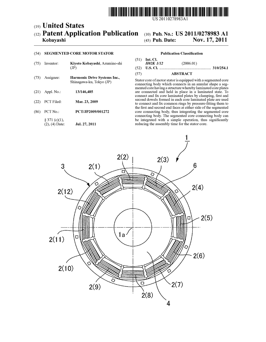 SEGMENTED CORE MOTOR STATOR - diagram, schematic, and image 01