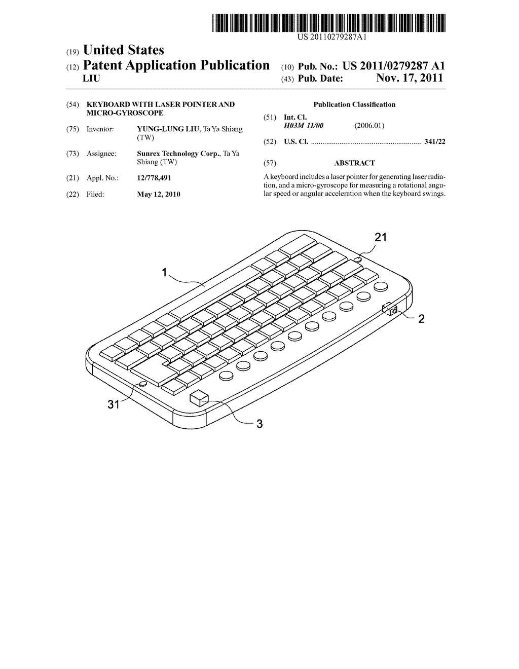 KEYBOARD WITH LASER POINTER AND MICRO-GYROSCOPE - diagram, schematic, and image 01