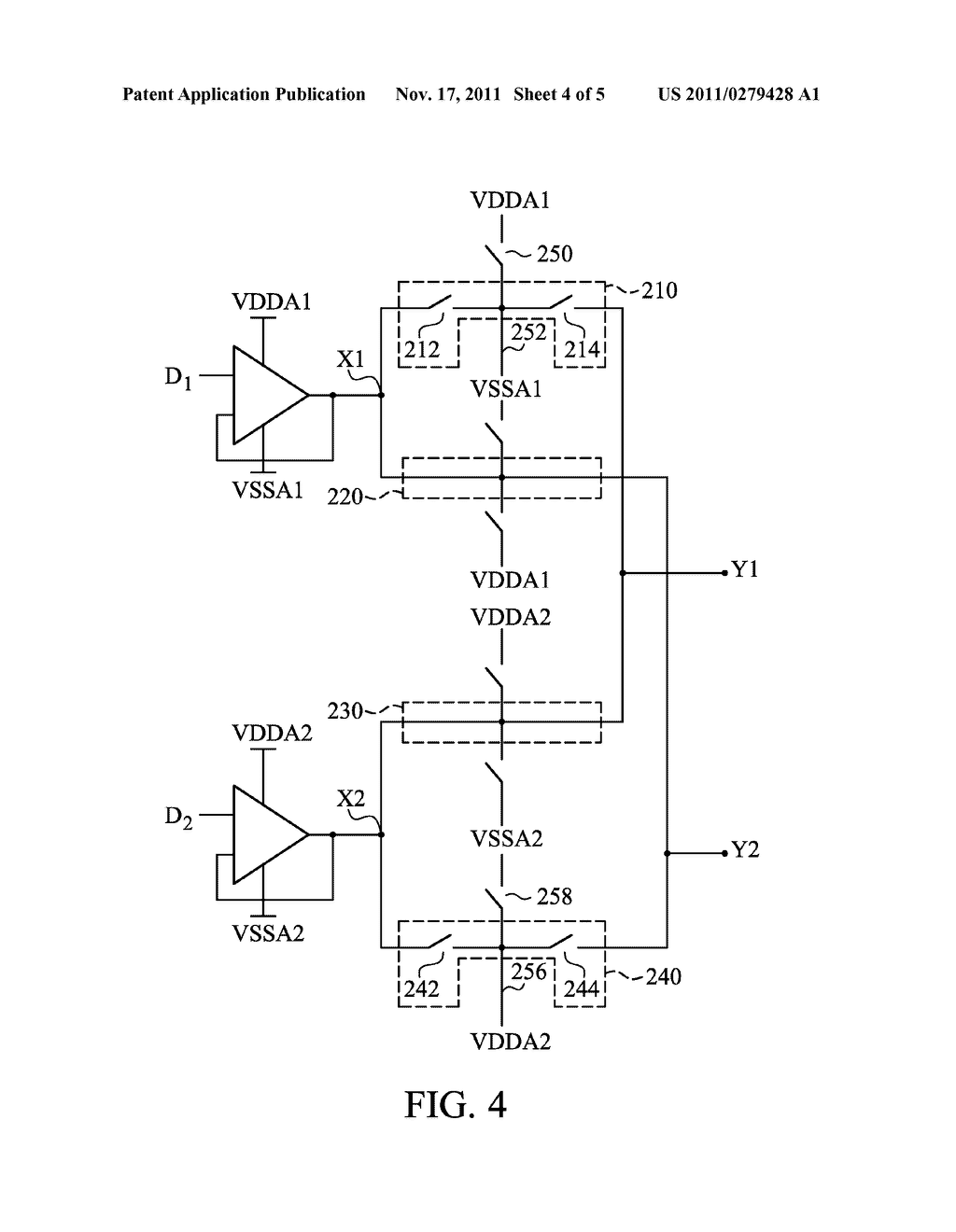 SWITCH DEVICE FOR SOURCE DRIVER OF LIQUID CRYSTAL DISPLAY AND OPERATING     METHOD THEREOF - diagram, schematic, and image 05