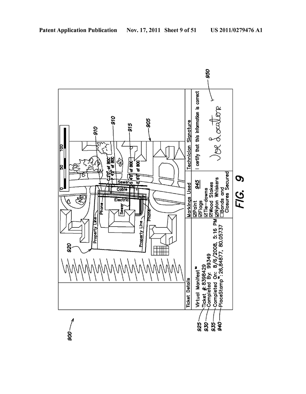 METHODS, APPARATUS AND SYSTEMS FOR GENERATING IMAGE-PROCESSED SEARCHABLE     ELECTRONIC RECORDS OF UNDERGROUND FACILITY LOCATE AND/OR MARKING     OPERATIONS - diagram, schematic, and image 10