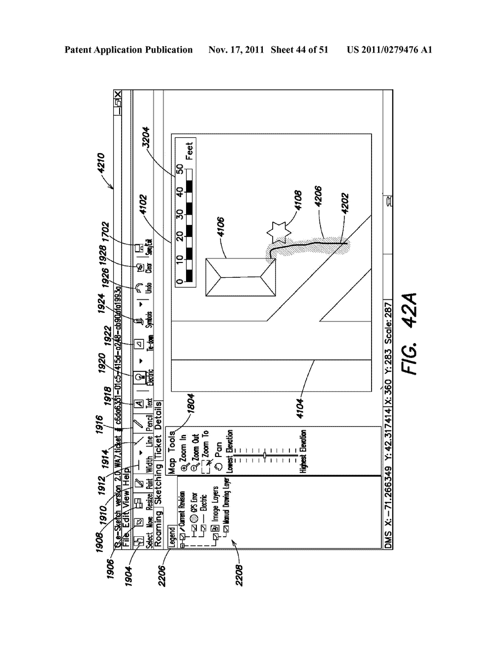 METHODS, APPARATUS AND SYSTEMS FOR GENERATING IMAGE-PROCESSED SEARCHABLE     ELECTRONIC RECORDS OF UNDERGROUND FACILITY LOCATE AND/OR MARKING     OPERATIONS - diagram, schematic, and image 45