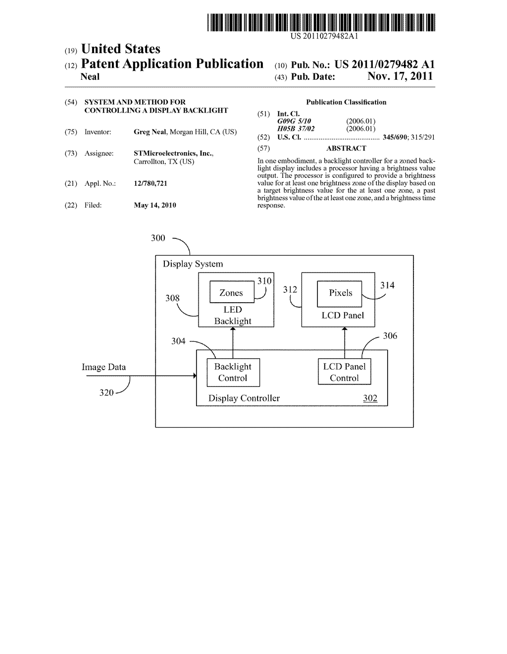 System and Method for Controlling a Display Backlight - diagram, schematic, and image 01