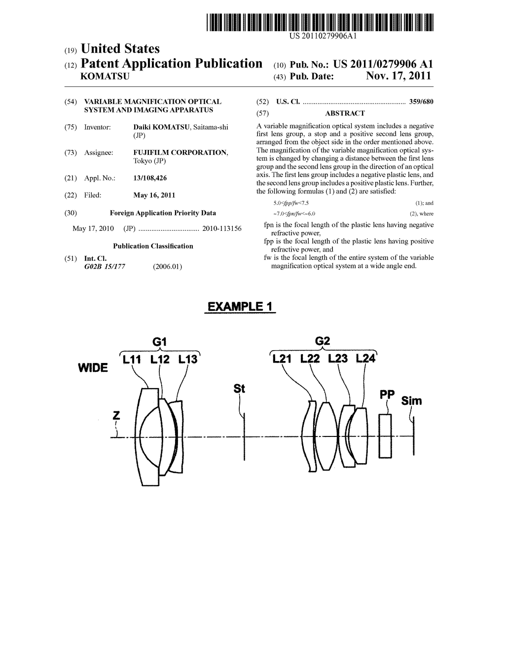 VARIABLE MAGNIFICATION OPTICAL SYSTEM AND IMAGING APPARATUS - diagram, schematic, and image 01