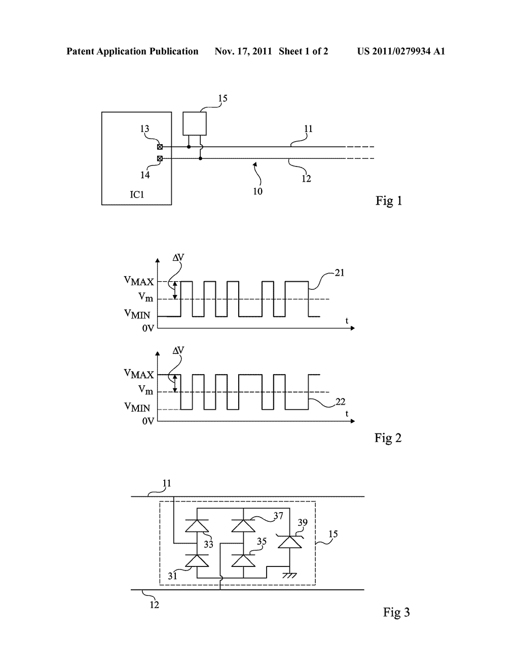 OVERVOLTAGE PROTECTION STRUCTURE FOR A DIFFERENTIAL LINK - diagram, schematic, and image 02