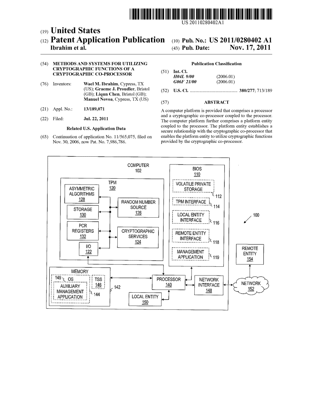 METHODS AND SYSTEMS FOR UTILIZING CRYPTOGRAPHIC FUNCTIONS OF A     CRYPTOGRAPHIC CO-PROCESSOR - diagram, schematic, and image 01