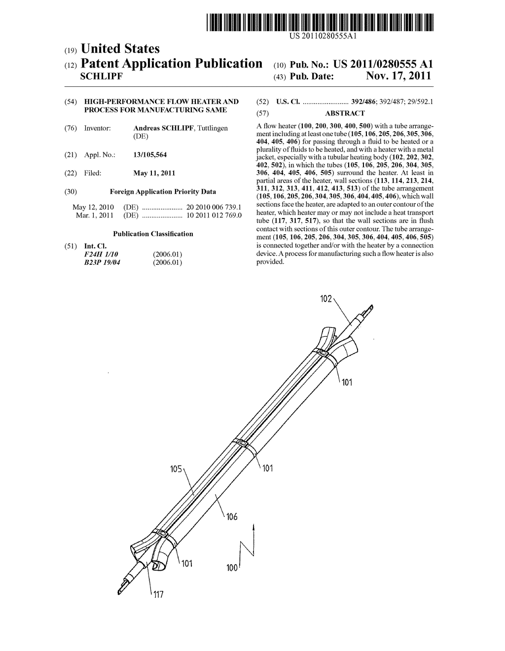 HIGH-PERFORMANCE FLOW HEATER AND PROCESS FOR MANUFACTURING SAME - diagram, schematic, and image 01