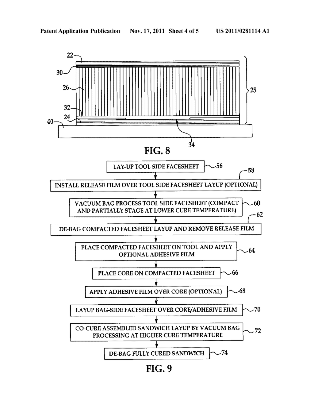 Method of Making A Composite Sandwich Structure and Sandwich Structure     Made Thereby - diagram, schematic, and image 05