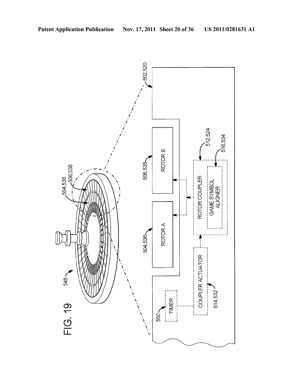 GAMING SYSTEM, DEVICE AND METHOD INVOLVING A PLURALITY OF ROTORS     INTERCHANGEABLY OPERABLE IN A DECOUPLED MODE AND A COUPLED MODE - diagram, schematic, and image 21