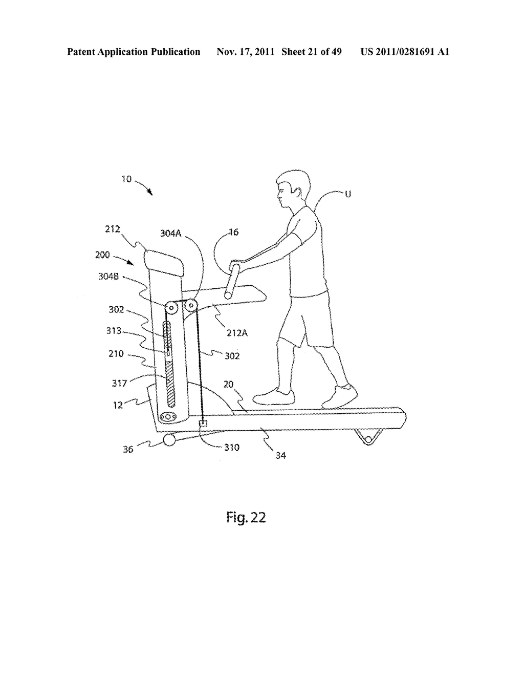 EXERCISE TREADMILL FOR SIMULATING PUSHING AND PULLING ACTIONS AND EXERCISE     METHOD THEREFOR - diagram, schematic, and image 22