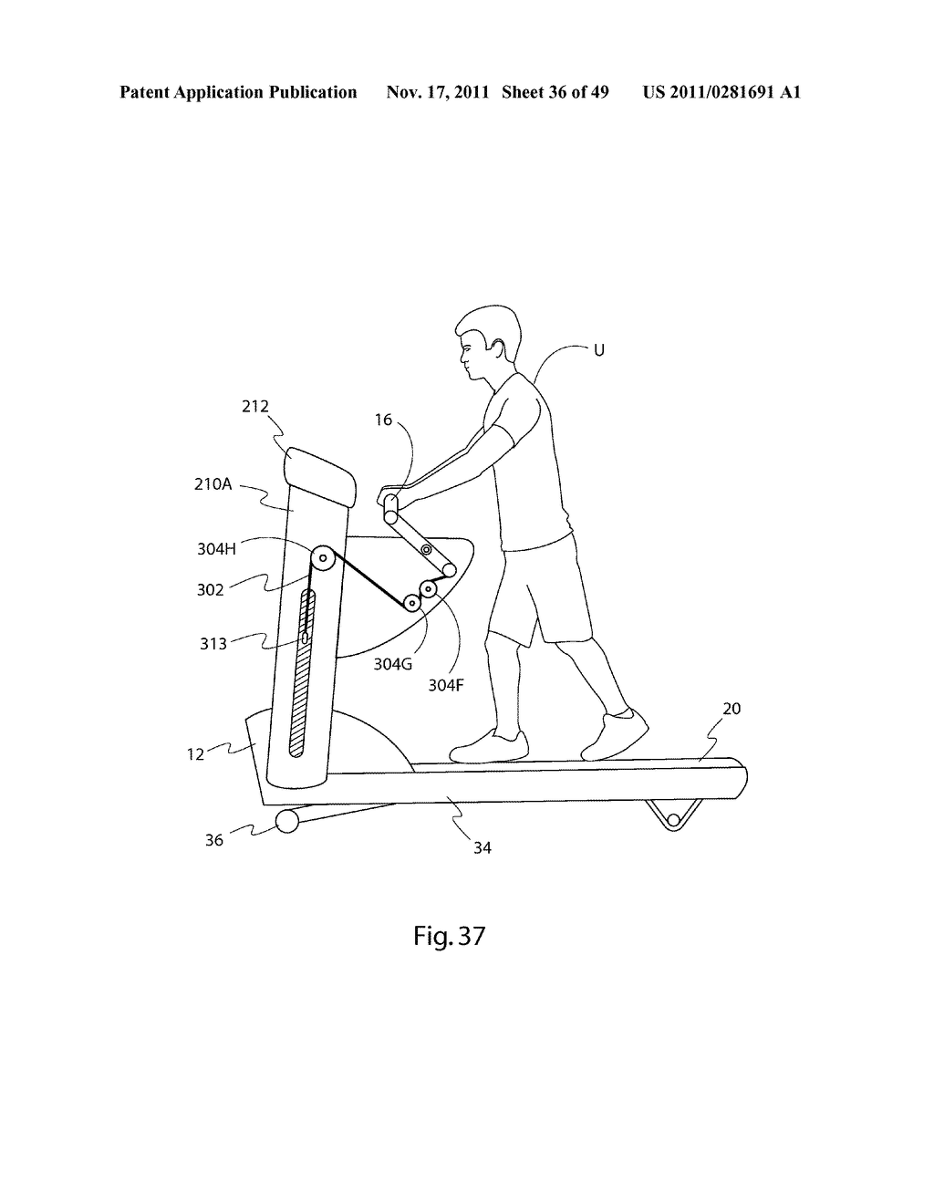 EXERCISE TREADMILL FOR SIMULATING PUSHING AND PULLING ACTIONS AND EXERCISE     METHOD THEREFOR - diagram, schematic, and image 37