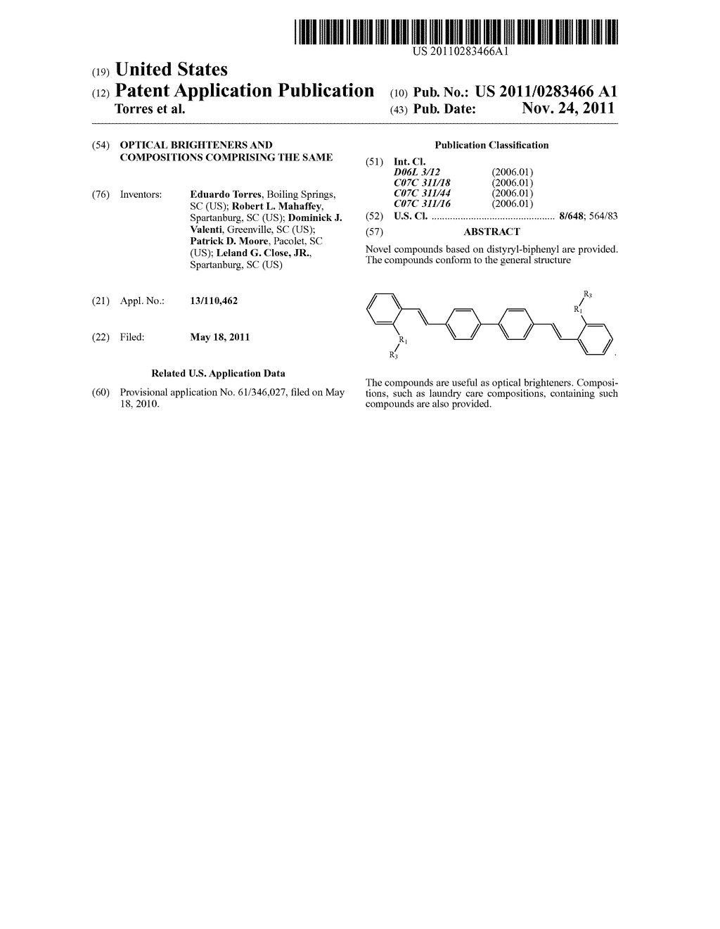 OPTICAL BRIGHTENERS AND COMPOSITIONS COMPRISING THE SAME - diagram, schematic, and image 01