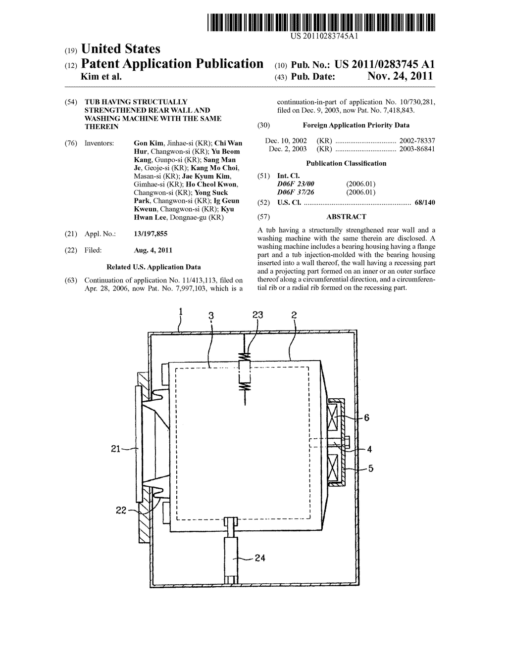 TUB HAVING STRUCTUALLY STRENGTHENED REAR WALL AND WASHING MACHINE WITH THE     SAME THEREIN - diagram, schematic, and image 01